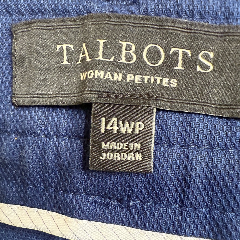 Talbots 14WP Navy Stretch Cotton Denim Skirt | Classic Fit Straight Knee Length - Picture 9 of 13